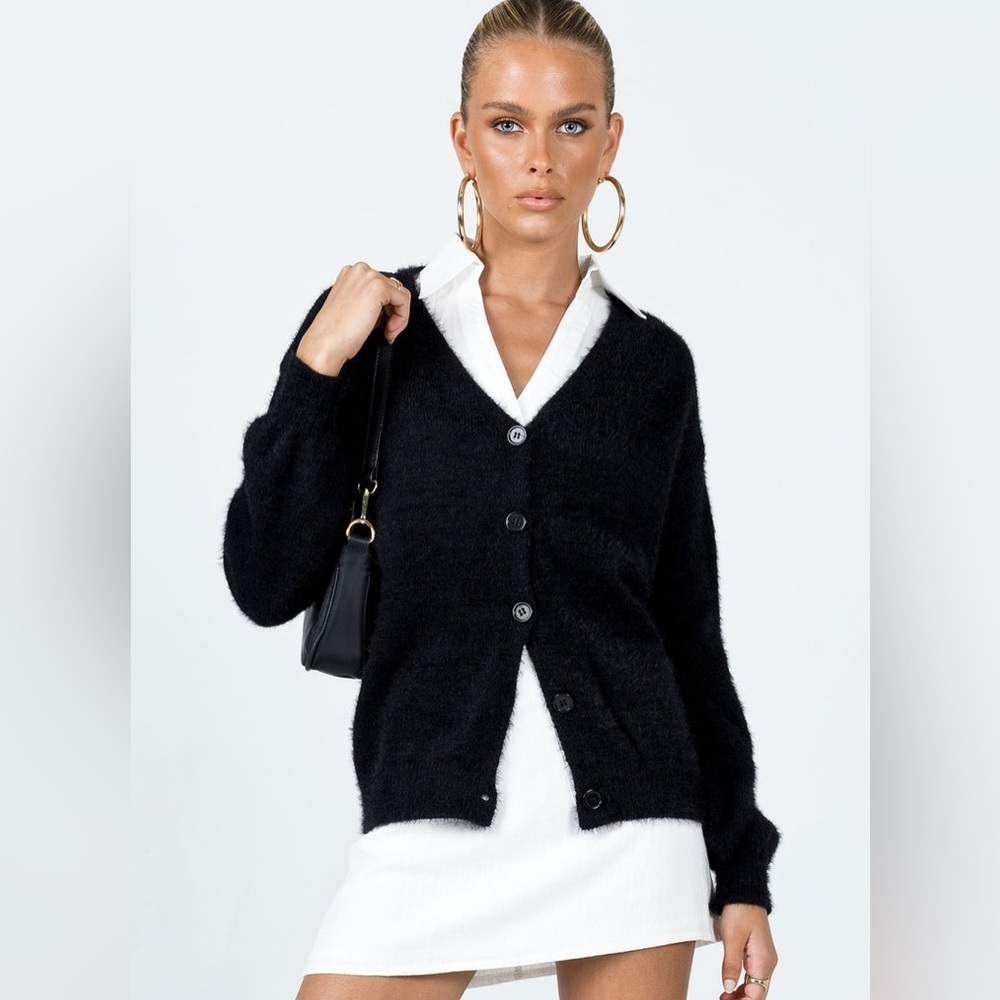 Princess Polly Black Fuzzy Vienah Sweater